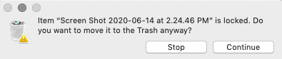 moving locked file into trash