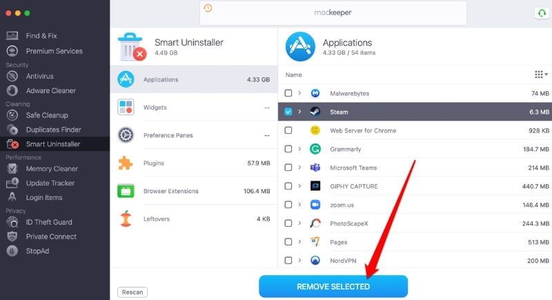 smart uninstaller application tab smart uninstaller application tab