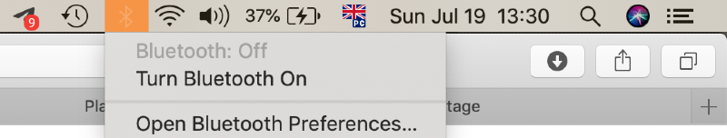 turn on bluetooth using bluetooth icon in the top menu bar turn on bluetooth using bluetooth icon in the top menu bar