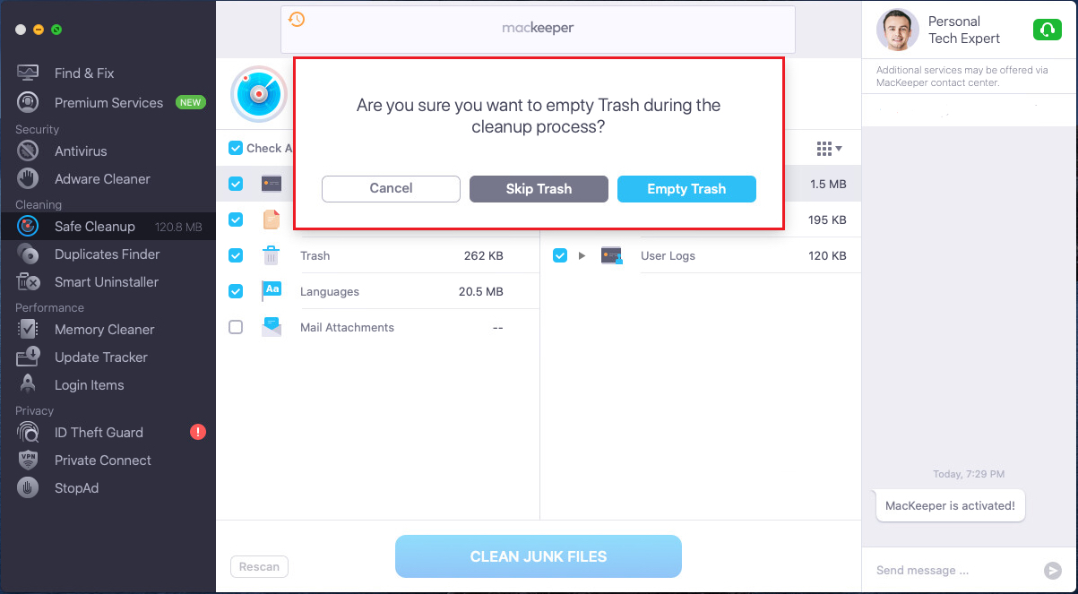 confirm emptying trash in safe cleanup confirm emptying trash in safe cleanup