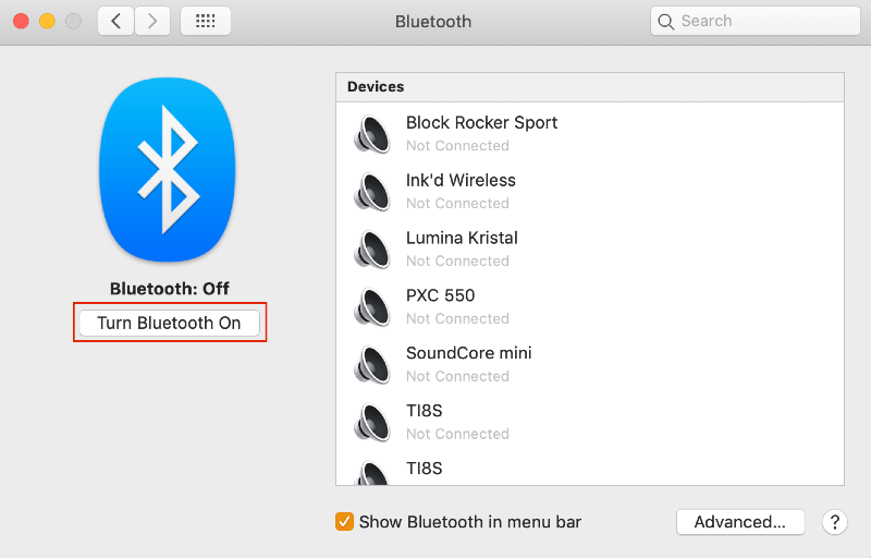 turn on bluetooth using system preferences turn on bluetooth using system preferences