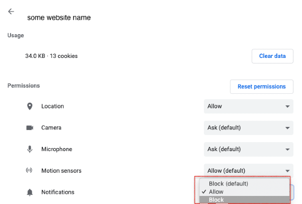 site settings page with notifications drop-down menu highlighted site settings page with notifications drop-down menu highlighted