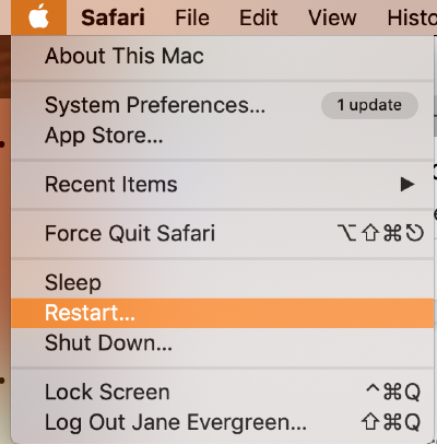 restart mac from apple menu restart mac from apple menu