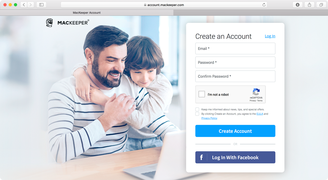 sign up from the MacKeeper account page sign up from the MacKeeper account page