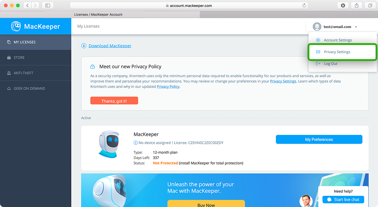 Unsubscribe from MacKeeper newsletters Unsubscribe from MacKeeper newsletters
