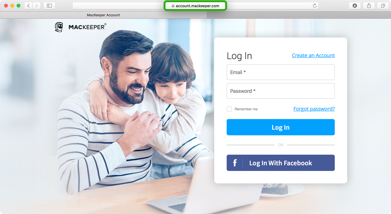 sign up from the MacKeeper account page sign up from the MacKeeper account page