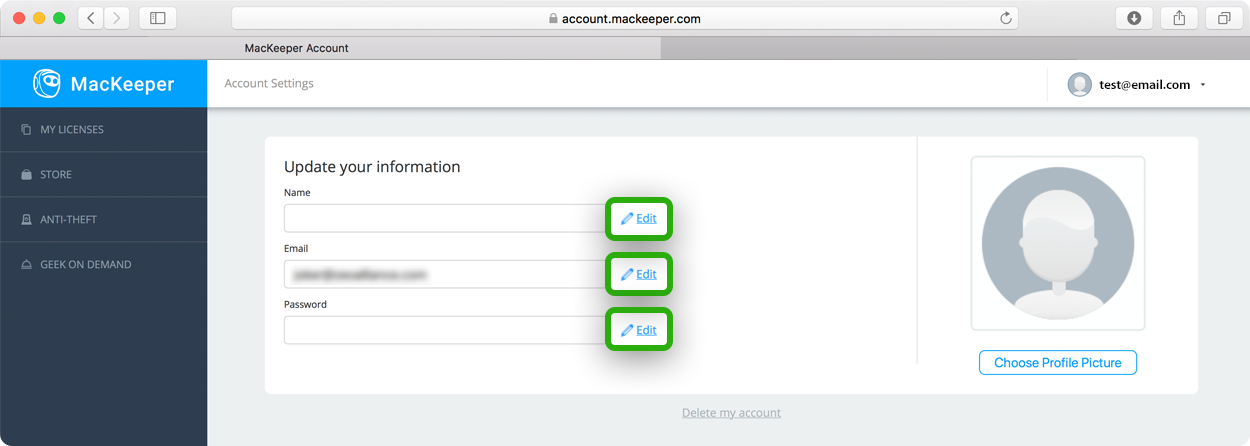 changeMacKeeper account email or password changeMacKeeper account email or password